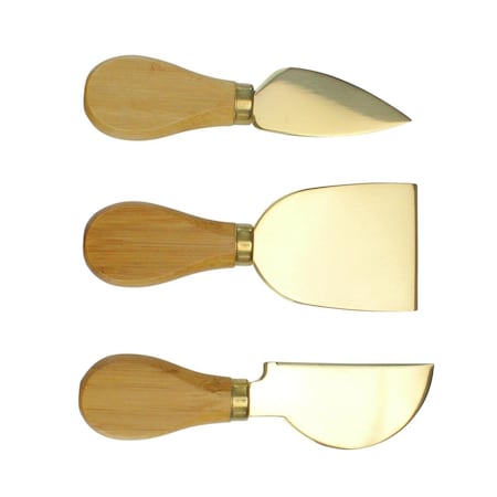 Avon Protection 5 x 2 in. Golden Cheese Knife with Bamboo Handle - Set of 3 33537599